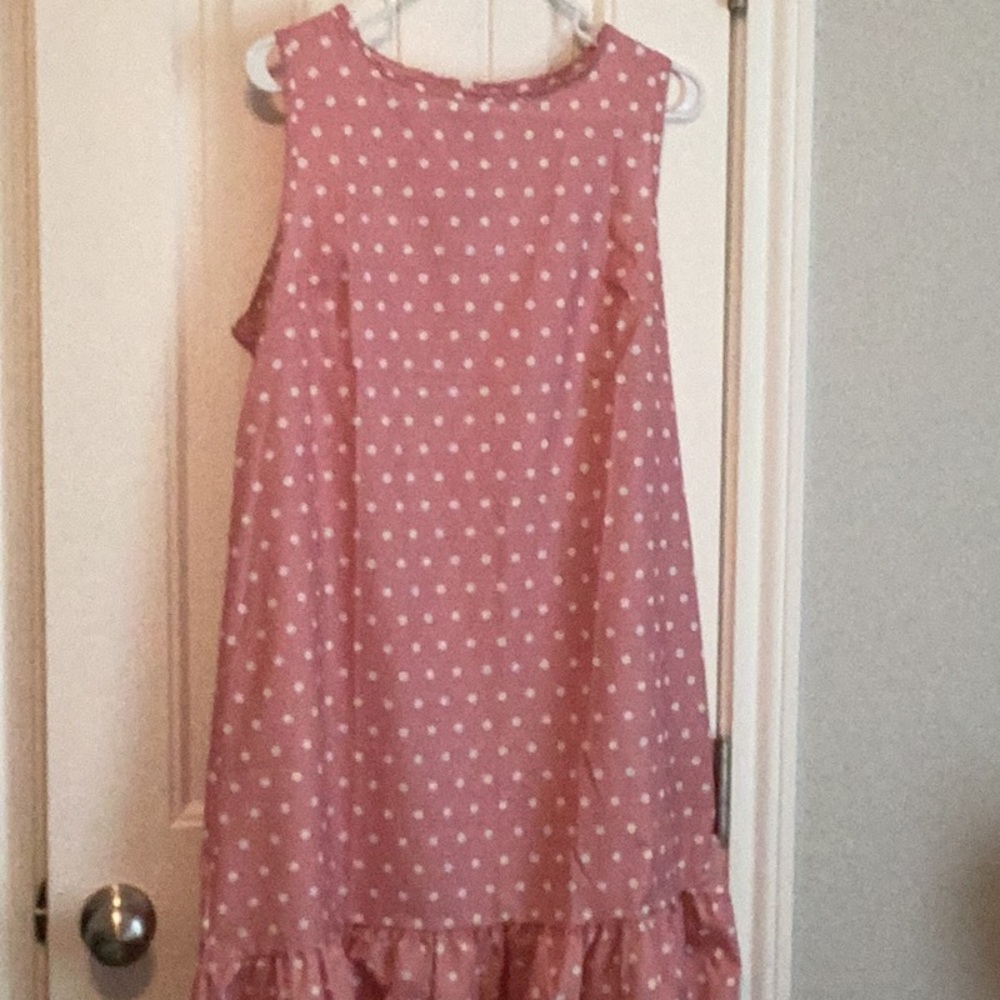 Basico Pink Polka Dot Keyhole Back Sleeveless Dress